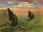 Claude Monet Fishing Boats at Sea Norge oil painting reproduction